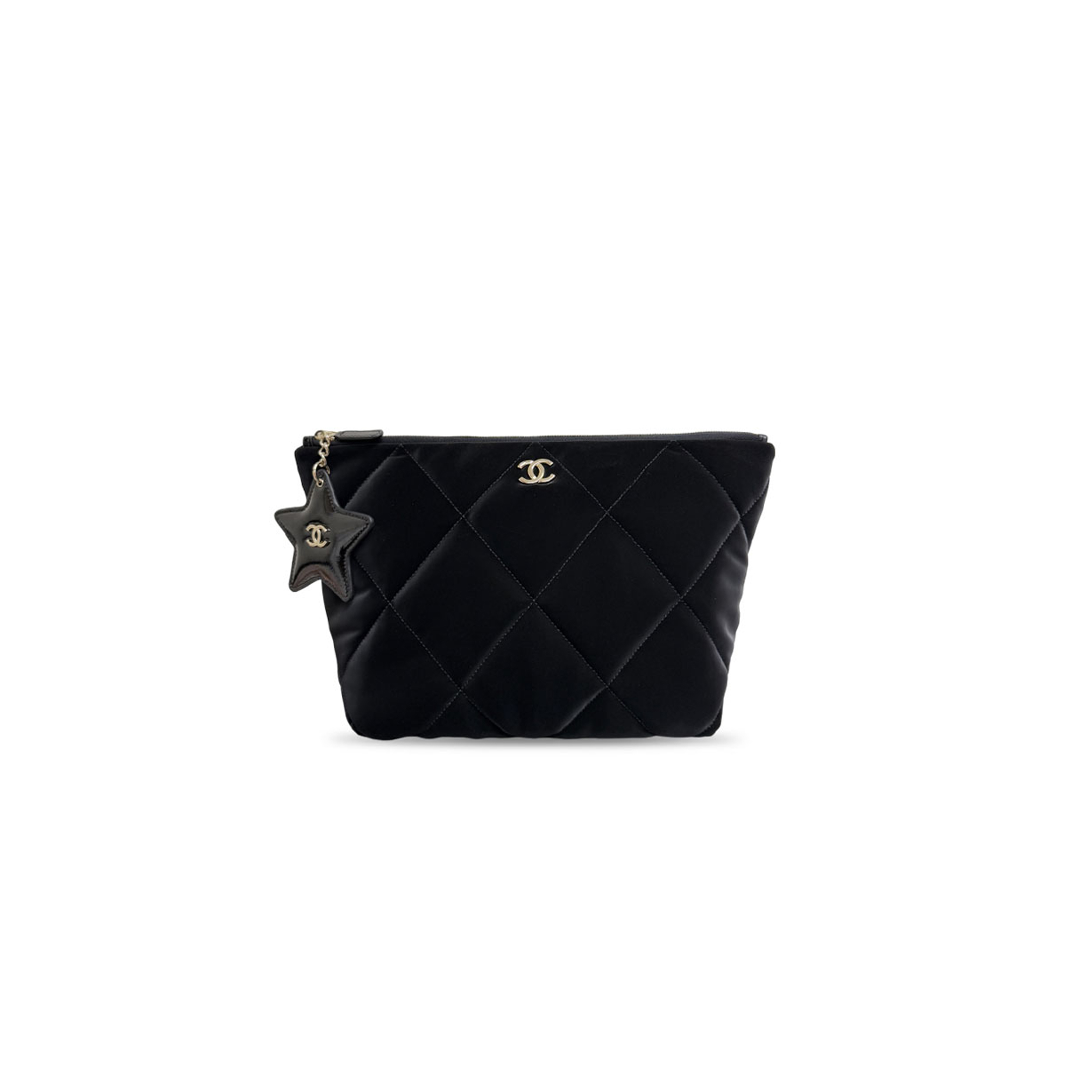 CHANEL MASTER SMALL ZIPPED CASE VELVET NYLON CALFSKIN GOLD TONE METAL (26*16.5*9cm)